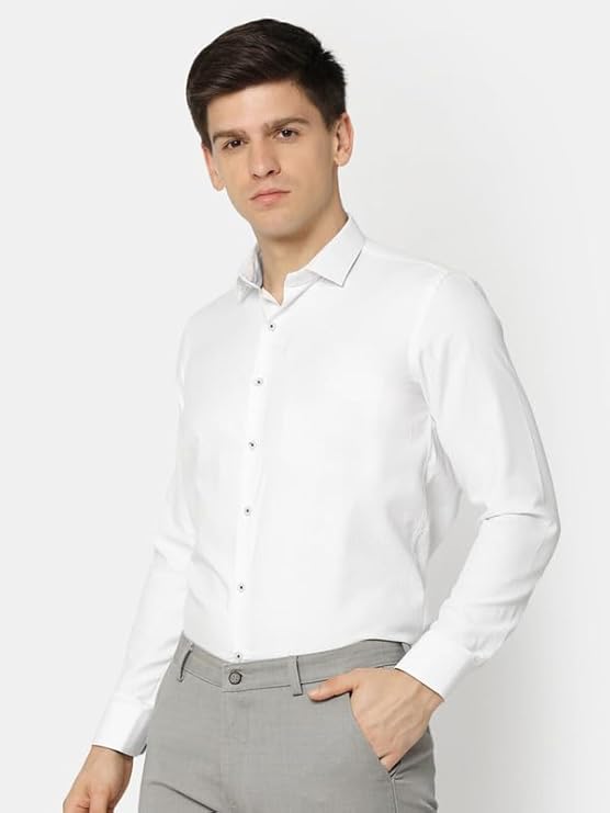 Men's Cotton Casual Solid Plain Formal/Semi Formal Stylish Latest Plain Shirt for Men Off White