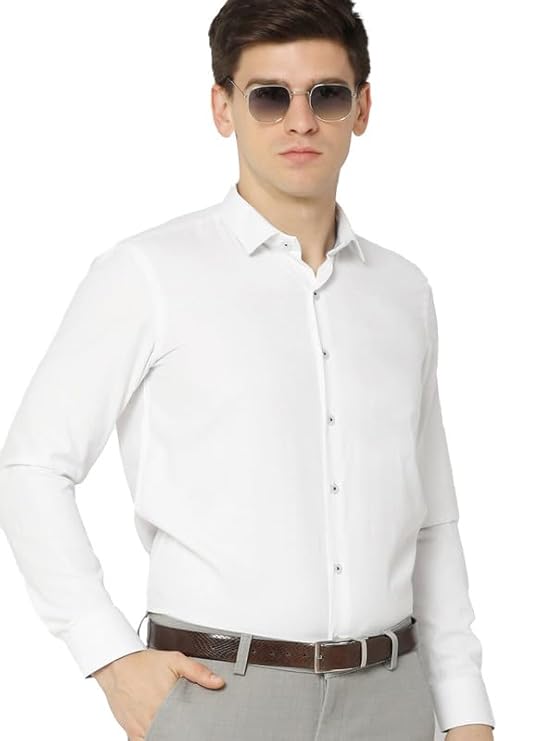 Men's Cotton Casual Solid Plain Formal/Semi Formal Stylish Latest Plain Shirt for Men Off White