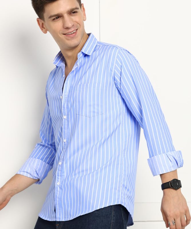 Men's Cotton Casual Wear Striped Regular Fit Shirt