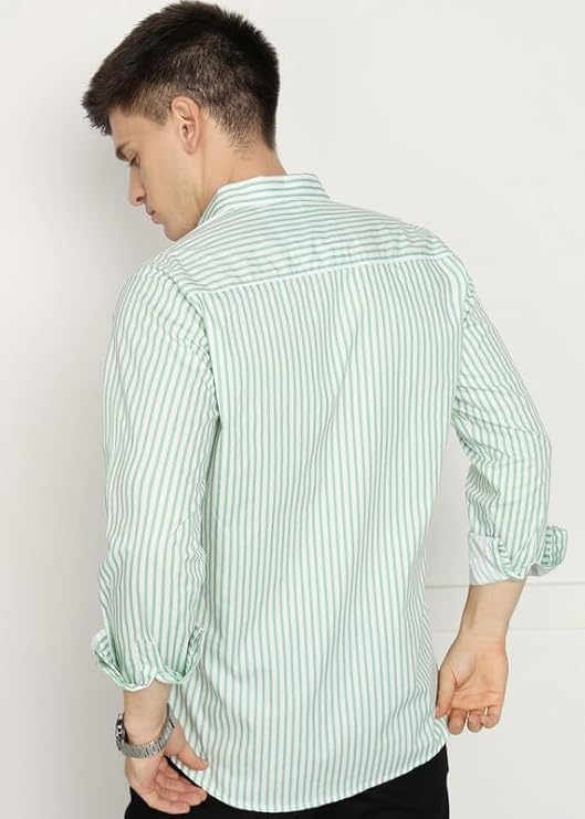 Men's Cotton Casual Printed Striped Stylish Latest Shirt for Men