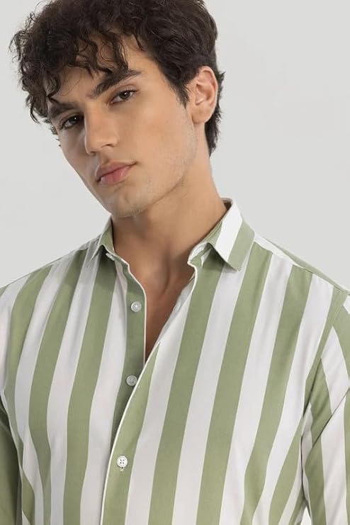 Men's Cotton Casual Printed Striped Stylish Latest Shirt for Men