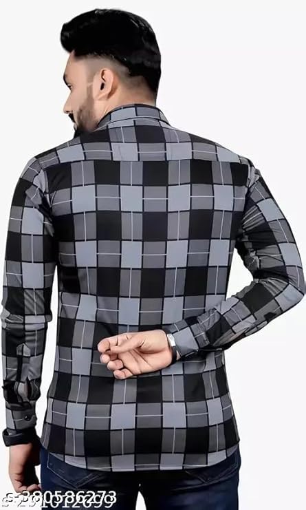Men’s Lycra Stretch Shirt – Slim Fit Quick Dry Workout Shirt – Moisture Wicking Activewear for Gym, Training, Running Checks