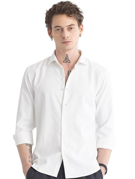 Men's Cotton Casual Solid Plain