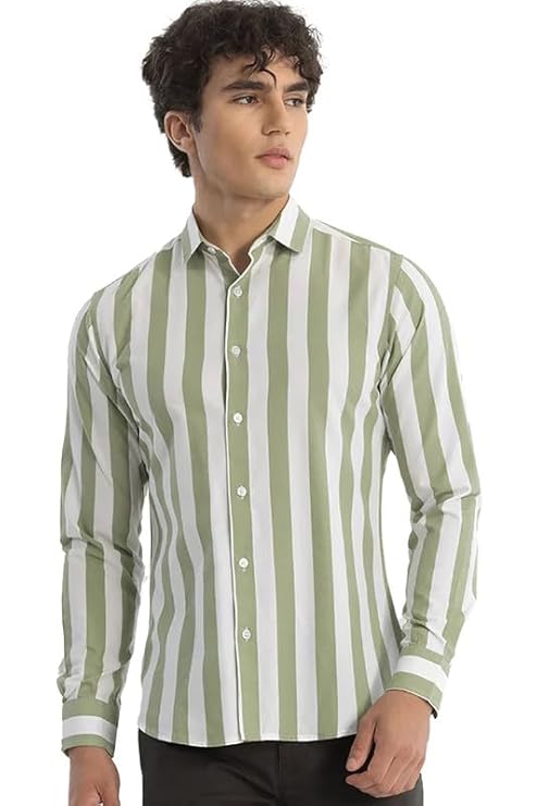 Men's Cotton Casual Printed Striped Stylish Latest Shirt for Men