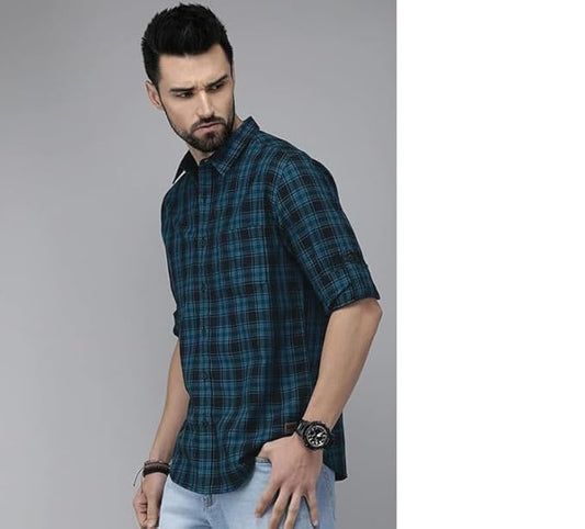Men's Cotton Casual Printed Checkered Stylish Latest Shirt for Men