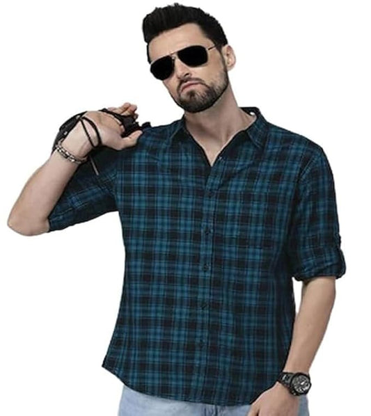 Men's Cotton Casual Printed Checkered Stylish Latest Shirt for Men