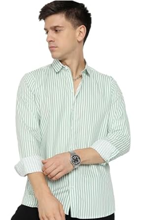 Men's Cotton Casual Printed Striped Stylish Latest Shirt for Men