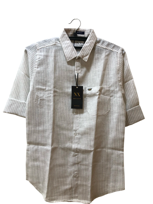 NX Premium Striped Cotton full-Sleeve Shirt – White & Blue